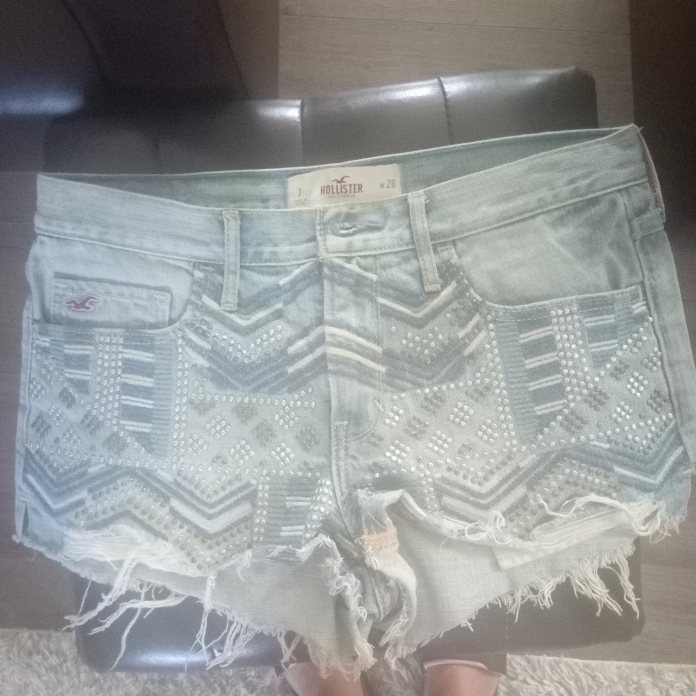 Hollister Jeweled Distressed Jeans Shorts